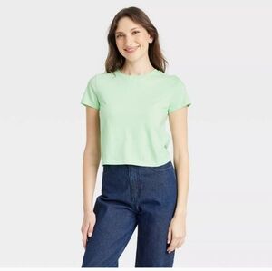 Women's Shrunken Short Sleeve T-Shirt -Universal Thread Light Green XS